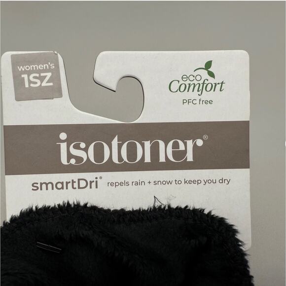 Isotoner Gloves Signature Women's One Size Black Water-Repellent Textured Knit - Picture 8 of 11